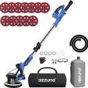 Drywall Sander with Vacuum Dust Collection, AZZUNO 12A Popcorn Ceiling Removal Tool with 5 Variable Speed 800-1900RPM, LED Light, Foldable & Extendable Handle, 12pcs Sanding Discs (Blue)