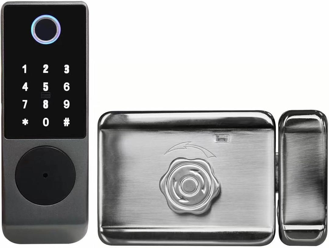 SOONHUA Keyless Entry Door Lock for Front Door, Deadbolt Smart Door Lock with WiFi App Control, Fingerprint Recognition, IC Card Access for Home and Office, Matte Black