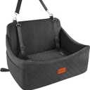 Wooaidagg Dog Car Seat for Medium & Large Dogs Up to 55lbs, Memory Foam Cushion, Washable Cover, Safety Straps & Non-Slip Bottom(Black,Large)