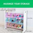 Humble Crew Toy Storage Organizer with 9 Removable Storage Bins for Kids Playroom, 3-Tier with Top Shelf Toddler Toy Organization, White/Purple/Pink/Blue, 34"W X 16"D X 31"H