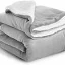 IR Imperial Rooms Sherpa Blankets Queen Size - Thick and Warm Blankets for Winter, Reversible Soft and Fuzzy Fluffy Queen Size Blanket for Bed, Light Grey, 90x90 Inches (Silver)