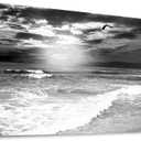 Large Black White Ocean Sea Waves Bathroom Poster Print Wall Art Canvas Print Framed Picture Painting Artwork for Office Hallway Home Decor-20" x 40"