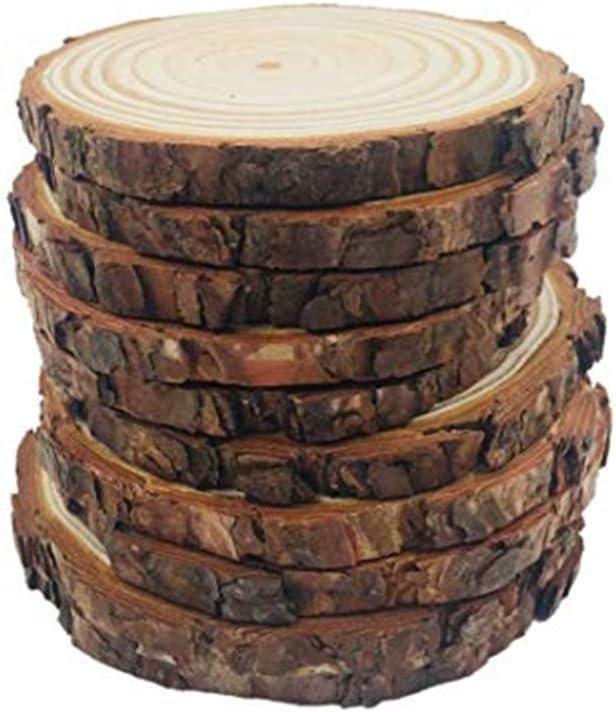 Unfinished Natural Wood Slices Wooden Circles with Tree Bark Log Discs for DIY Craft Rustic Wedding Ornaments