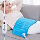 WOOMER Electric Heating Pad for Back Pain & Cramps Relief, 12"x24" Extra Large, Heat Pad with Multi-Color Option, Moist Heat Therapy Feature, Auto Shut-Off, Power Cords Storage Belt
