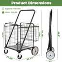 JIALIJIU Heavy Duty Folding Shopping Cart for Groceries, Huge Grocery Carts with 360 Swivel Wheels, Metal Rear Wheels, Waterproof Bag, Portable Utility Trolley for Daily, Laundry, Super Huge-36 Gal
