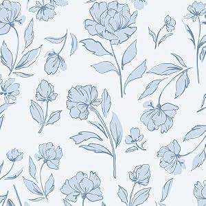3x HeloHo Peel and Stick Wallpaper Blue and White Contact Paper Modern Flroal Wall Paper Removable Self Adhesive Stick on Wallpaper for Bedroom Bathroom Vinyl Rolls 17.3" X 196.8"