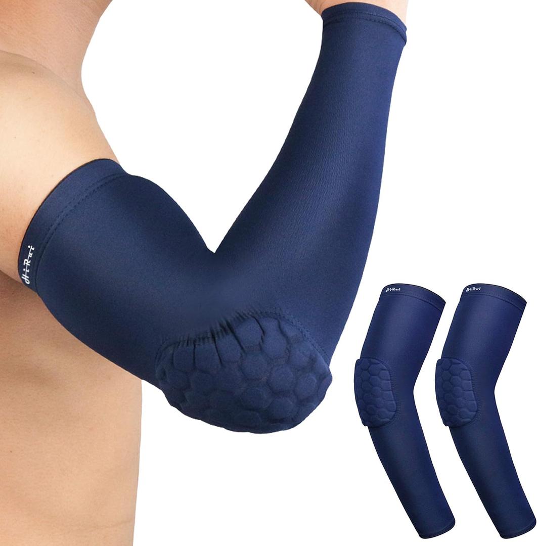 HiRui Elbow Pads for Teenagers Men Women, Elbow Brace Basketball Shooter Sleeves Arm Compression Sleeves (Small, Navy Blue)