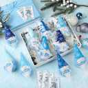 Peryiter 10 Set Winter Snowfalke Gnomes Hanging Ornaments Gifts Plush Beard Doll Blue and White Christmas Appreciation Gifts for Coworker Employees Staffs or Christmas Tree Home Office Decor