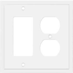 Henne Bery Modern Edge Decorative Wall Plate Switch Plate Outlet Cover, Durable Solid Zinc Alloy (Decorator/Duplex, White)