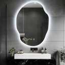 Asymmetrical Bathroom Mirror with Lights,Irregular LED Bathroom Vanity Mirror with Backlit,Anti-Fog,3 Colors and Dimmable Light with Memory,Hardwired Supported[Horizontal/Vertical] 30" H x 22" W