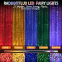 RadiantFlux Fairy String Lights - 16.4ft 50 LED Battery Operated, 21 Modes, IP65 Waterproof, Multi-Color Changing for Christmas Indoor Outdoor Decor