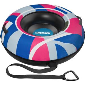 Grenacu Inflatable Snow Tube Sled - 48'' Snow Tubes for Sledding Heavy Duty with Premium Canvas Covers for Adults Fun Snow Toys Winter Outdoor Toys for Boys Girls Ideal Christmas Birthday Gift 