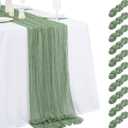 10 Pack Sage Green Cheesecloth Table Runner 17x108 Inch Semi Sheer Boho Gauze Cheese Cloth Table Runners, for Wedding Bridal Shower Birthday Party Home Decor Garden Farmhouse