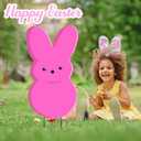 24 Inch Easter Yellow Bunny Metal Yard Signs with Stakes Easter Outdoor Lawn Decorations Pink Bunny Peep Signs Sturdy Reusable Spring Yard Decor for Front Yard Garden, Pink