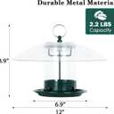 Gbekery Metal Bird Feeder for Outdoor Hanging with 12 Weatherproof Dome, Weather Resistant Wild Bird Feeder with 360 Degree Feeding Tray, Green