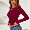 PRETTYGARDEN Womens Long Sleeve Shirts 2026 Fall Trendy Crewneck Slim Fit Asymmetrical Going Out Tops Ruched Tee Y2k Clothes (S)