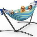 Double Hammock, Heavy Duty Portable, 500 lb Weight Capacity, Perfect for Both Indoors and Outdoors, 2 Person Hammock with Carrying Bag, Wide Blue