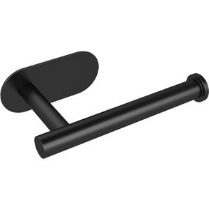 Toilet Paper Holder, Self Adhesive Toilet Paper Roll Holder No Drilling Wall Mount for Kitchen, Bathroom, Toilet, Matte Black Stainless Steel