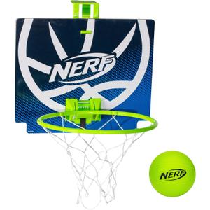 Nerf Mini Over the Door Basketball Hoop - Nerfoop Indoor Basketball Hoop for Kids - Toy Door Basketball Hoop + Mini Foam Basketball Game Set - Perfect for Bedroom Indoor Basketball - Green