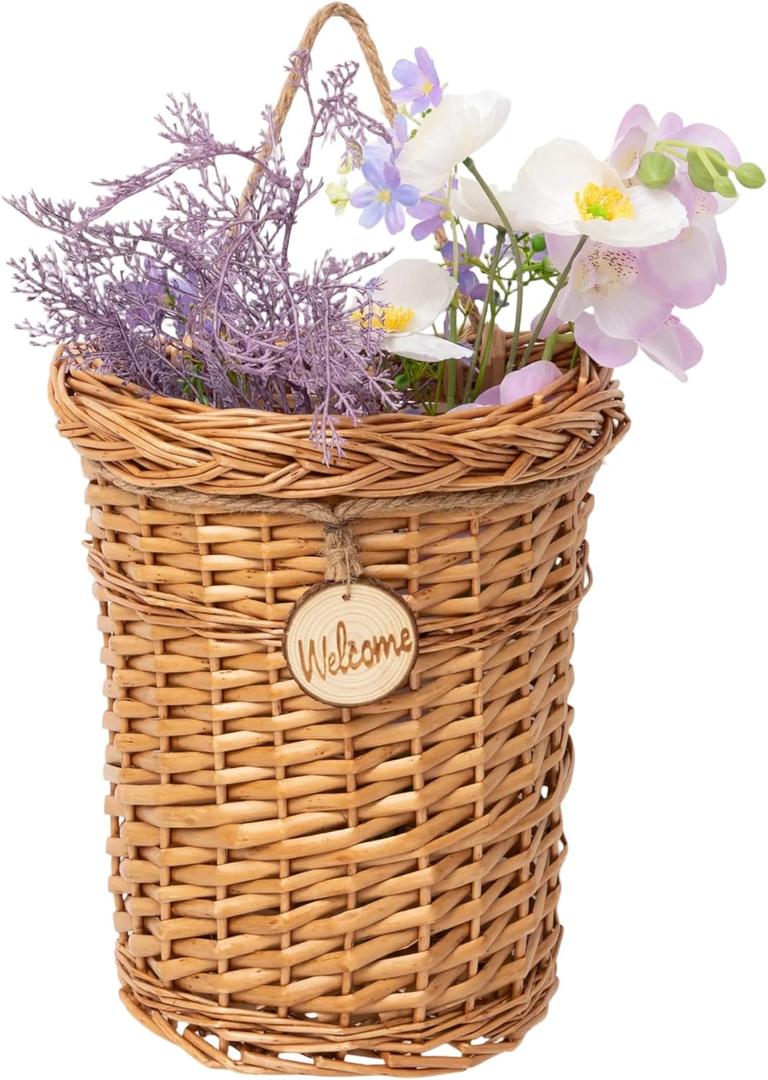 Woven Wicker Hanging Basket Door Hanging Basket Wall Decorations for Home Garden Farmhouse (original)