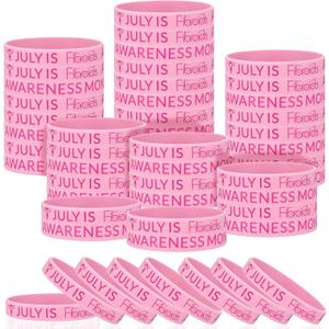 Landical 60 Pcs Fibroids Awareness Month Stretch Bracelets Bulk Silicone Wristband Bracelets for Women Men Social Public Event Welfare Supplies