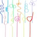 Didaey 120 Pcs Crazy Silly Straws for Kids Bulk Reusable Plastic Loop Curly Colorful Drinking Straws for Kids for Valentines Gift Birthday Party Favors Supplies Decorations(Classic Style)
