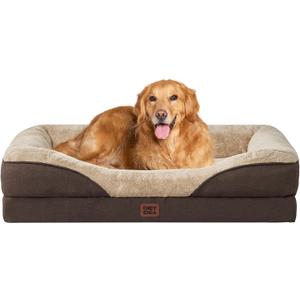 EHEYCIGA Orthopedic XL Dog Bed for Large Sized Dog, 48x35x7.5 Inch Extra Large Memory Foam Dog Couch Bed with Sides, Waterproof Liner & Washable Removable Cover, Bolster Pet Sofa, Brown
