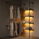 Expandable Industrial Pipe Clothing Rack with LED Lights
Heavy Duty Wall Mounted Garment Rack with 2 Rods & 4 Shelves, Closet Organizer for Bedroom, Laundry Room ,Fits 48.4"-67.3"
