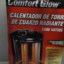 Comfort Glow Indoor Space Heater, Adjustable Thermostat, Radiant Heat, Electric Infrared Quartz, Tip-Over & Overheat Protection, 5,120 BTU, 1500W, Heats 250 sq ft - Ideal for Home, Bedroom & Office