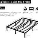 Upcanso 16 Inch Queen Bed Frame No Box Spring Required, Metal Platform Queen Size Bed Frames with 14 Inch Storage, 3,500 lbs Heavy Duty Steel Slats Support, Easy Assembly Mattress Foundation