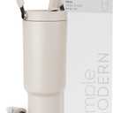 Simple Modern Trek Pivot | 40oz Flip Straw Tumbler with Handle | Water Bottle & Boot | Interchangeable Straw & Chug Lids | Insulated Stainless Steel Jug | Gym Sports Outdoors | Almond Birch