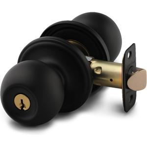 Copper Creek Entry Door Knob  Keyed Entry Handle with Lock and Key, ANSI Grade-3 Certified, DIY-Friendly Install for Interior and Exterior Entrance Doors  Matte Black (1 Pack)