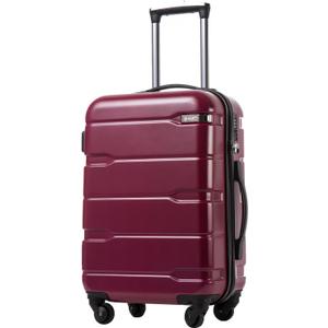 Coolife - Maleta de equipaje ampliable (slo 28.0 pulgadas) para PC + ABS con candado TSA integrado de 20 pulgadas, 24 pulgadas, 28 pulgadas (Rosa radiante.)