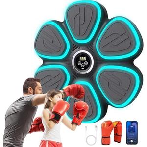 Music Boxing Machine for Adults Kids, Smart Bluetooth Boxing Training Equipment with 9 Speeds & 30-Step Volume Control, Gloves, Wall Mounted, Punching Bag Gifts for Home, Office and Gym