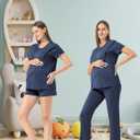 Rnxrbb 3 Piece Postpartum Nursing Pajamas Set Casual Soft Maternity Breastfeeding Pjs Sleepwear Loungewear Clothes Layer, Navy Medium