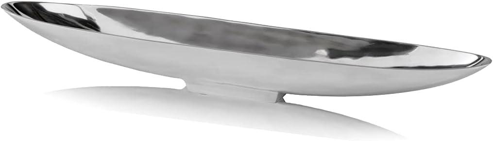 Modern Day Accents 8453 Barco Long Boat, Silver, Aluminum, Popular, Bowl, Tray, Tabletop, Centerpiece, Modern, Accent, Accessory, Dcor, Home, Office, Filler, Glam, 31.5 x 5 x 4" (Medium)