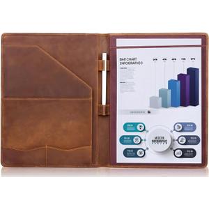 Jack&Chris Leather Portfolio, A4 Document Folder Legal Pad Padfolio, Professional Writing Letter Notepad Clipboard Sleeve Organizer, Resume Folio Binder for Men&Women,JC1823