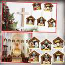 Jenaai 24 Set Nativity Wooden Stick Ornament Craft Kit Make a Nativity Scene Hanging Ornament Religious Christmas Crafts for Christmas Tree Home Party Classroom Activities