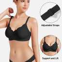 YEOREO Womens Wireless Bras Push Up Full Coverage Bra No Underwire Seamless Comfortable Scalloped Supportive Bralette Black S (Black, S)