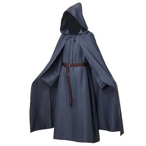 Pagan Tunic Cloak Friar Medieval Cosplay Hood Capes Costumes Knight Costume (Medium, Grey)