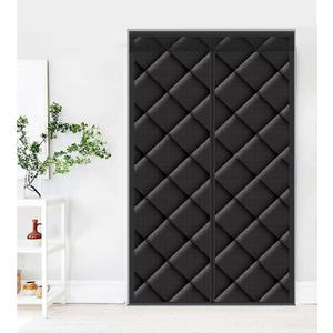 Magnetic Thermal Insulated Blackout Door Curtain Storm Wind Fleece Insulation Curtian Magnetic Screen Door with Thermal and Insulated Waterproof Noise Reduce 58"x82" Inch Black