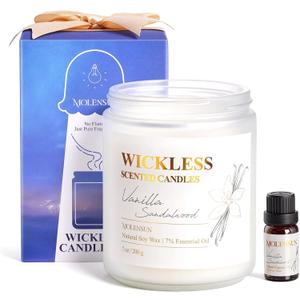 Vanilla Sandalwood Wickless Candle for Candle Warmer Lamp with 10ml Essential Oil for Custom Aroma, Flameless Non-Toxic Soy Scented Candle for Home, Monter's Day or Birthday Gifts for Women & Men