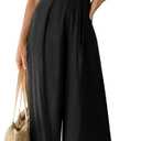 ANRABESS Jumpsuits for Women Summer Dressy Casual Linen Romper Sleeveless V Neck High Waist Wide Leg Beach Vacation Outfits (Black, M)