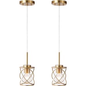 mavcadonf Kitchen Island Light, 2 Pack Pendant Lights Chandelier for Dining Room, Modern Linear Pendant Light for Kitchen Island Living Room with Adjustable Rods, Brushed Gold