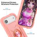 MARKILL Compatible with iPhone Air Case 6.5 Inch 2025 with 360 Degree Rotate Ring Stand, Military Grade Drop Protection Full Body Rugged Protective Case Kids Pink