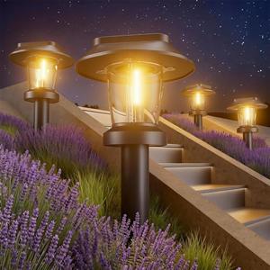 ALEPOD Solar Pathway Lights Outdoor - 8 Pack Solar Powered Garden Lights Waterproof IP65, Decor Landscape Lighting with Three Lighting Modes for Yard, Lawn, Walkway, Driveway, Warm White