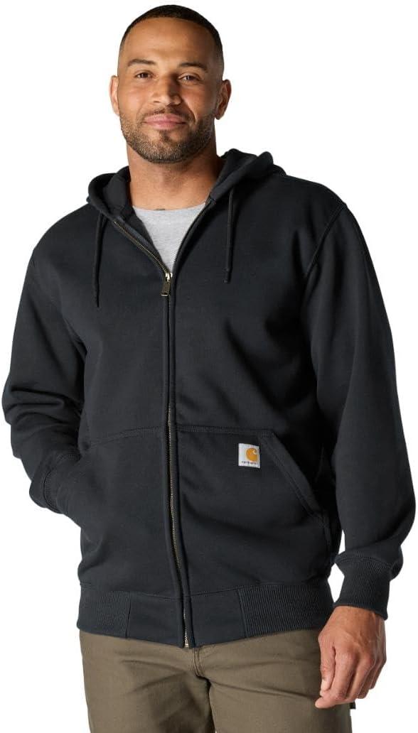 Carhartt Men's Tall Rain Defender Paxton Heavyweight Hooded Zip Front Sweatshirt (Black), XL