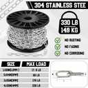 Yaocom Silver Jack Chain for Hanging Stainless Steel Utility Chain Link Roll with Spool for Light Fixture, Bird Feeders, Artworks, Flowerpots (4/25 in 33 ft)