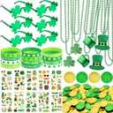 DMIGHT 163Pcs St. Patrick's Day Accessories Party Favor Set, Tattoo Stickers, Necklaces, Bracelets, Shamrock Glasses, lucky Coins for Irish Party Supplies