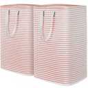 Lifewit 1 Pack Laundry Hamper Large Collapsible Laundry Baskets, Freestanding Waterproof Clothes Hamper with Easy Carry Handles in Laundry Room Bedroom Bathroom College Dorm for Adults, Pink, 2 x 80L